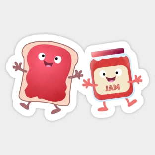 Funny bread and jam cartoon characters Sticker